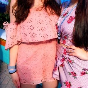 Off the shoulder Pink/orange romper